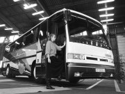 ALFA nevű új konstrukciójú, 43 férőhelyes távolsági autóbusz prototípusának bemutatója az Ikarus székesfehérvári gyárában.