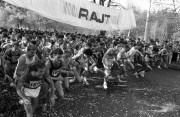  Rajtol a mezőny a Rank Xerox nemzetközi maratoni futóversenyen a Népligetben.