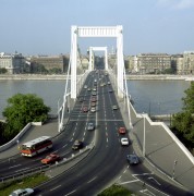 Budapest, 1989. június 22. Az Erzsébet-híd képe a Gellérthegyről.