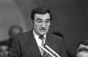 Budapest, 1989. március 23. Hajós Ferenc Szolnok megyei képviselő felszólal az Országgyűlésben. 